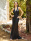 Solid color hip hugging slim fit banquet evening gown in black