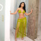 Long tassel woven solid color tassel beach skirt