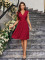 V-neck sleeveless lace slim fit solid color dress