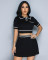 Fashion round neck short sleeved pleated two-piece set for women, knitted and printed design for women