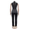 Fashion women's solid color sleeveless mesh jumpsuit new