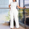 Sexy lace lace hollow short sleeved strap high waist wide leg foreign trade jumpsuit