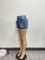 Washed elastic denim workwear with three-dimensional pocket shorts