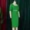 Women's collar fashionable temperament short sleeved OL tongle ruffle edge waist cinched dress