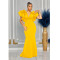 Fashion women's solid color short sleeved V-neck long dress