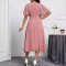 V-neck short sleeved elegant foreign trade European and American slim fit chiffon cross-border women's dress