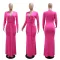 Foreign trade sexy deep V slim fit long sleeved solid color dress party evening dress long skirt