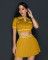 Fashion round neck short sleeved pleated two-piece set for women, knitted and printed design for women