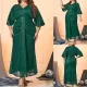 High waisted sequin slim fit foreign trade loose sleeves banquet party women's evening dress