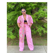 Fashion women's printed long sleeved two-piece set new style