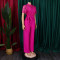 Sexy lace lace hollow short sleeved strap high waist wide leg foreign trade jumpsuit