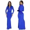 Foreign trade sexy deep V slim fit long sleeved solid color dress party evening dress long skirt