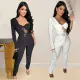 Fashion women's solid color long sleeved jumpsuit pants new INCLUDED BLET