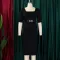 Women's collar fashionable temperament short sleeved OL tongle ruffle edge waist cinched dress