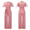 Sexy lace lace hollow short sleeved strap high waist wide leg foreign trade jumpsuit