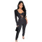 Fashion women's solid color long sleeved jumpsuit pants new INCLUDED BLET