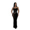 Fashion women's rhinestone solid color mesh dress new