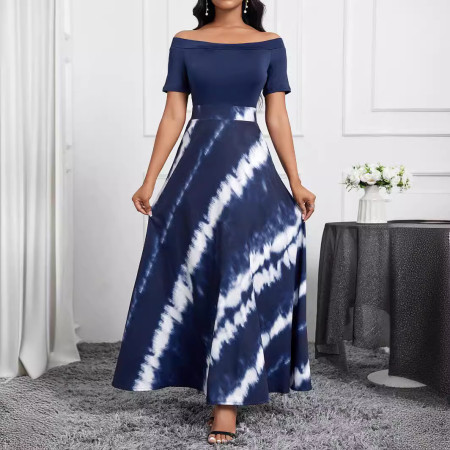 One shoulder new fashionable and elegant short sleeved slim fit women's dress