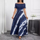 One shoulder new fashionable and elegant short sleeved slim fit women's dress