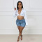 Washed elastic denim workwear with three-dimensional pocket shorts