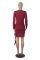 Solid color long sleeved round neck slim fit patchwork rose ribbon versatile nightclub dress