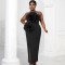 Fashion women's solid color sleeveless slit dress new