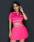 Fashion round neck short sleeved pleated two-piece set for women, knitted and printed design for women