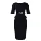 Women's collar fashionable temperament short sleeved OL tongle ruffle edge waist cinched dress