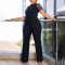 Sexy lace lace hollow short sleeved strap high waist wide leg foreign trade jumpsuit