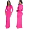 Foreign trade sexy deep V slim fit long sleeved solid color dress party evening dress long skirt