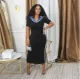 Fashionable collar short sleeved dress for women's casual slim fit long skirt