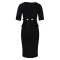 Women's collar fashionable temperament short sleeved OL tongle ruffle edge waist cinched dress