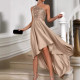 Elegant one shoulder slim fit spring and summer sleeveless cross-border banquet women's evening dress