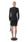 Solid color long sleeved round neck slim fit patchwork rose ribbon versatile nightclub dress