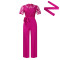 Sexy lace lace hollow short sleeved strap high waist wide leg foreign trade jumpsuit