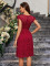 V-neck sleeveless lace slim fit solid color dress