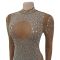 Fashion women's round neck rhinestone hot stamping dress long skirt new
