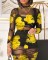 Black camisole short skirt paired with fashionable floral print transparent mesh sexy