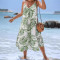 PLUS SIZE V-neck dress with suspender print