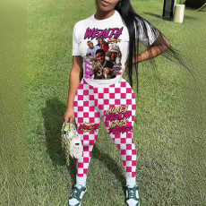 Fashion printed set, short sleeved pants, women's two-piece set
