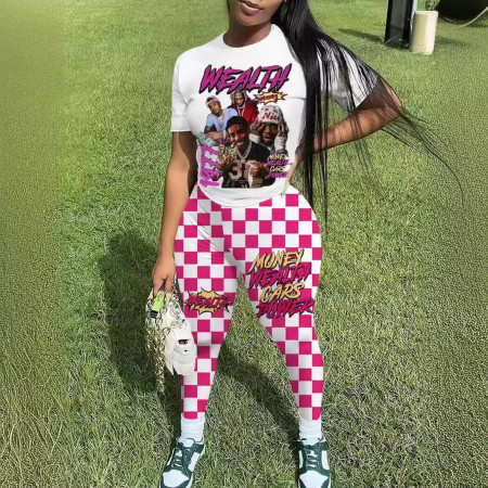 Fashion printed set, short sleeved pants, women's two-piece set