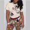 Fashion printed set short sleeved women's two-piece set