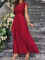 New elegant lace chiffon slim fit slit solid color women's dress