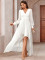 New solid color V-neck European and American irregular skirt long sleeved elegant slim fit women's dress
