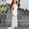 New solid color lace elegant slim fit European and American backless sleeveless dress with hip wrap and trailing party evening gown