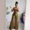 Printed strapless irregular printed set