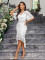New Solid Color Lace Mid Sleeve European and American Bag Hip Elegant Slimming Amazon Women's Dress