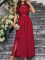 New elegant lace chiffon slim fit slit solid color women's dress
