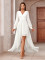 New solid color V-neck European and American irregular skirt long sleeved elegant slim fit women's dress