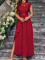 New elegant lace chiffon slim fit slit solid color women's dress